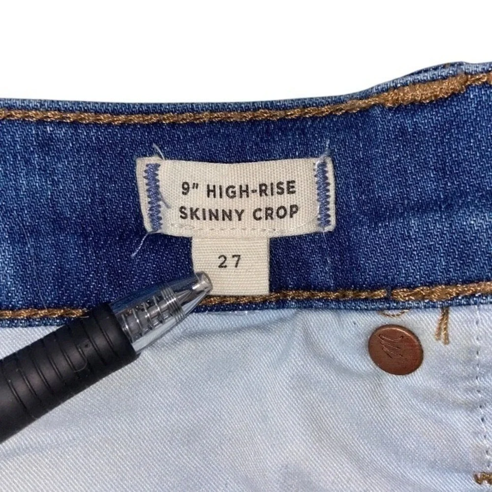 Madewell High Rise Skinny Crop Jeans Distressed‎ Knee Denim Size 27
